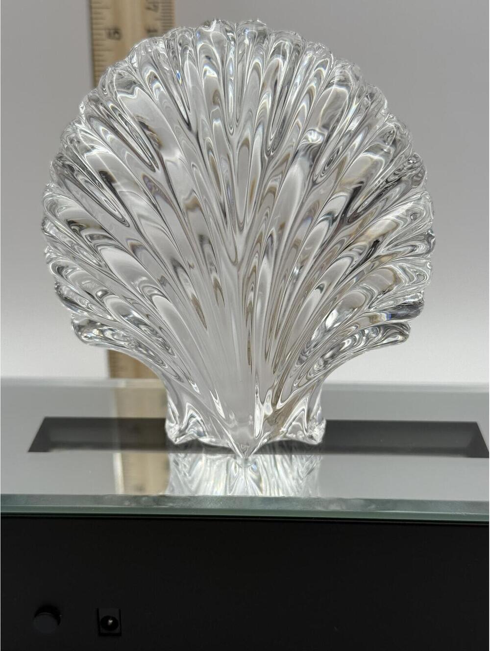 Saint Louis Crystal Shell Sculpture Paperweight Signed French Crystal 5"